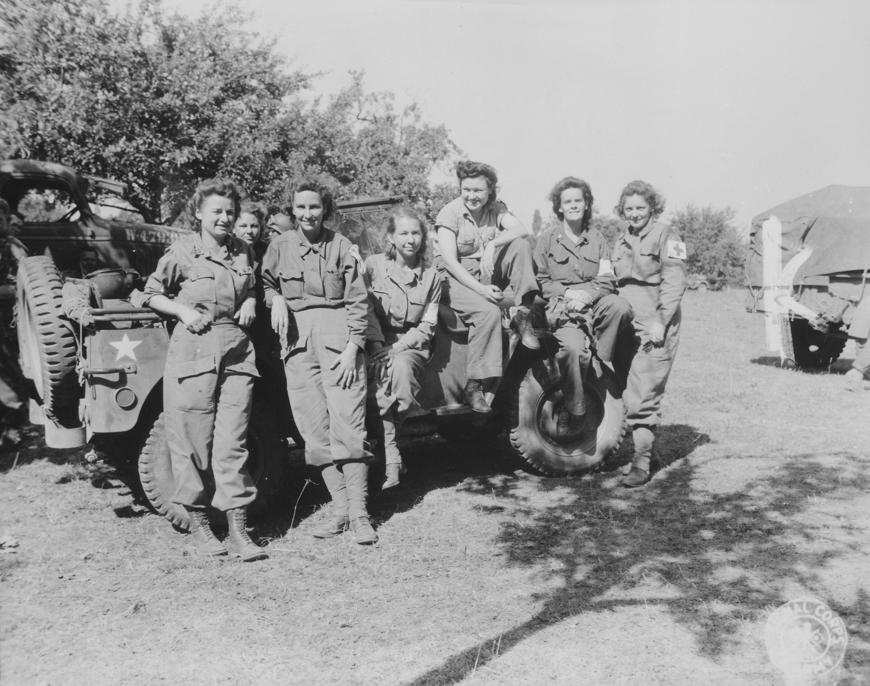 Army nurses of a field hospital in France, August 1944